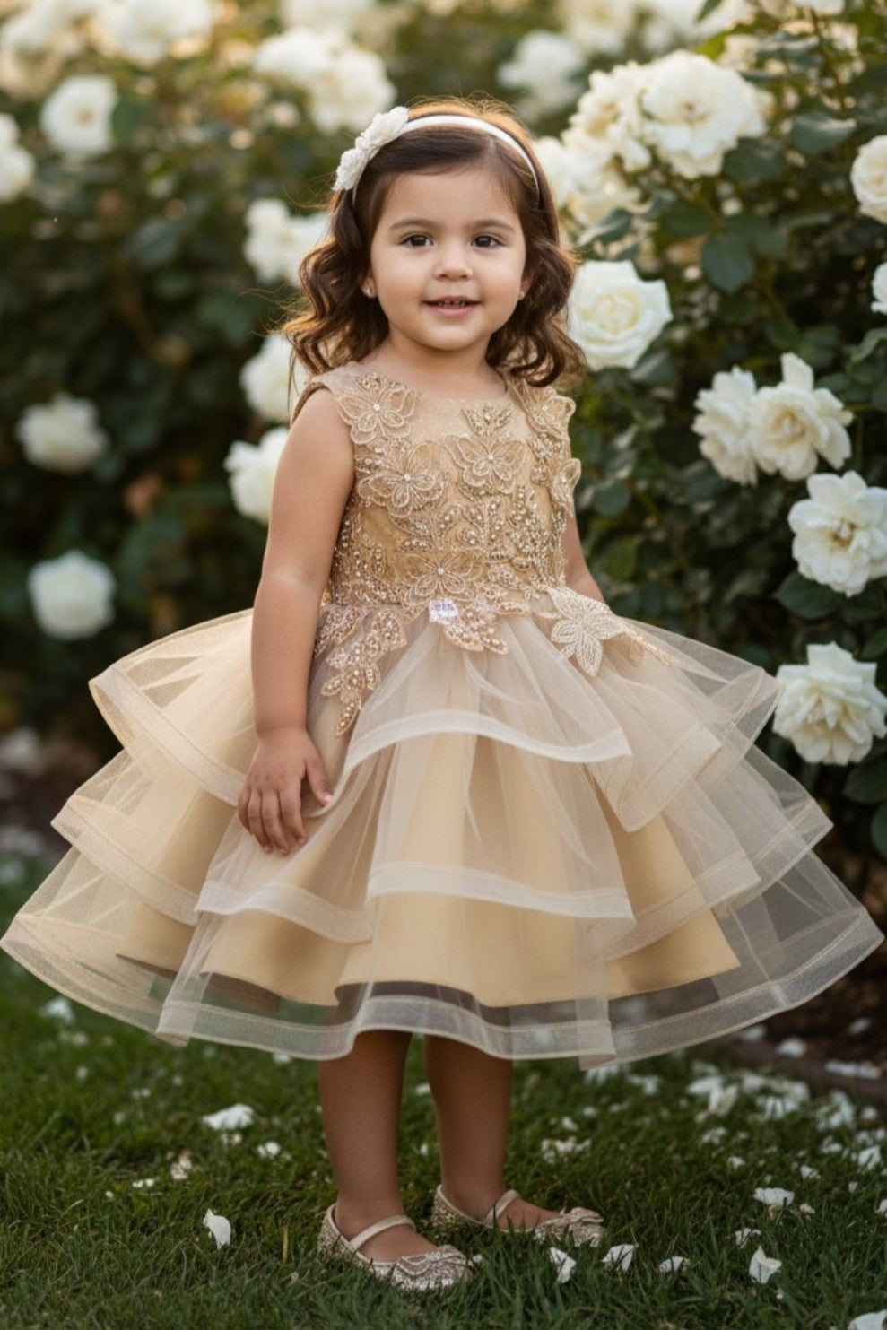 Jewel Knee-Length Tulle Flower Girl Ball Gown Cinderella Couture 9149B