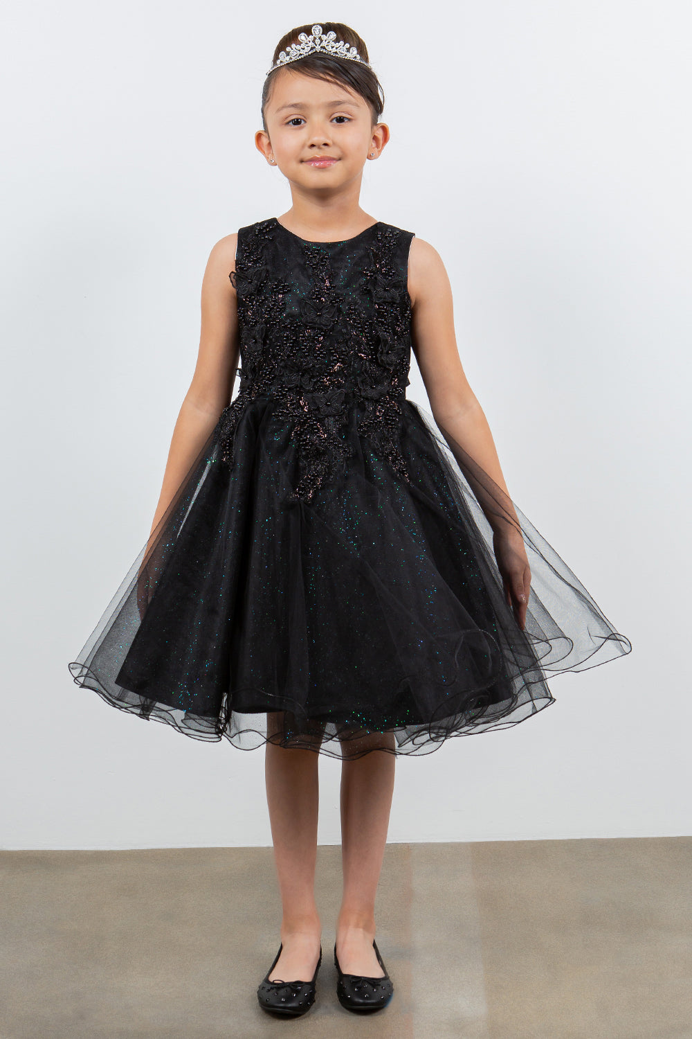 Cinderella Couture 9150 Short Applique Flower Girl Dresses - Black / 12 Cinderella Couture 9150 Short Applique Flower Girl Dresses - Black / 12