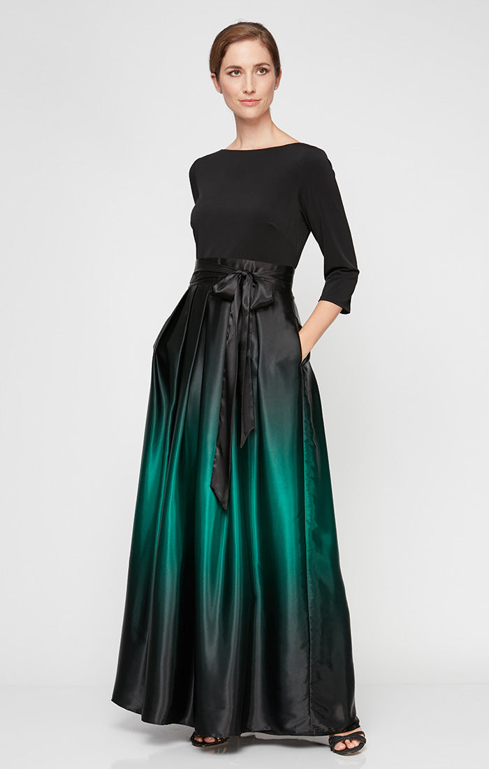 SL Fashions 9251111 Petite Ombre Satin Long Ballgown