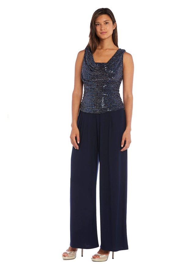 Long Metallic Jumpsuit Formal R&M Richards 9152