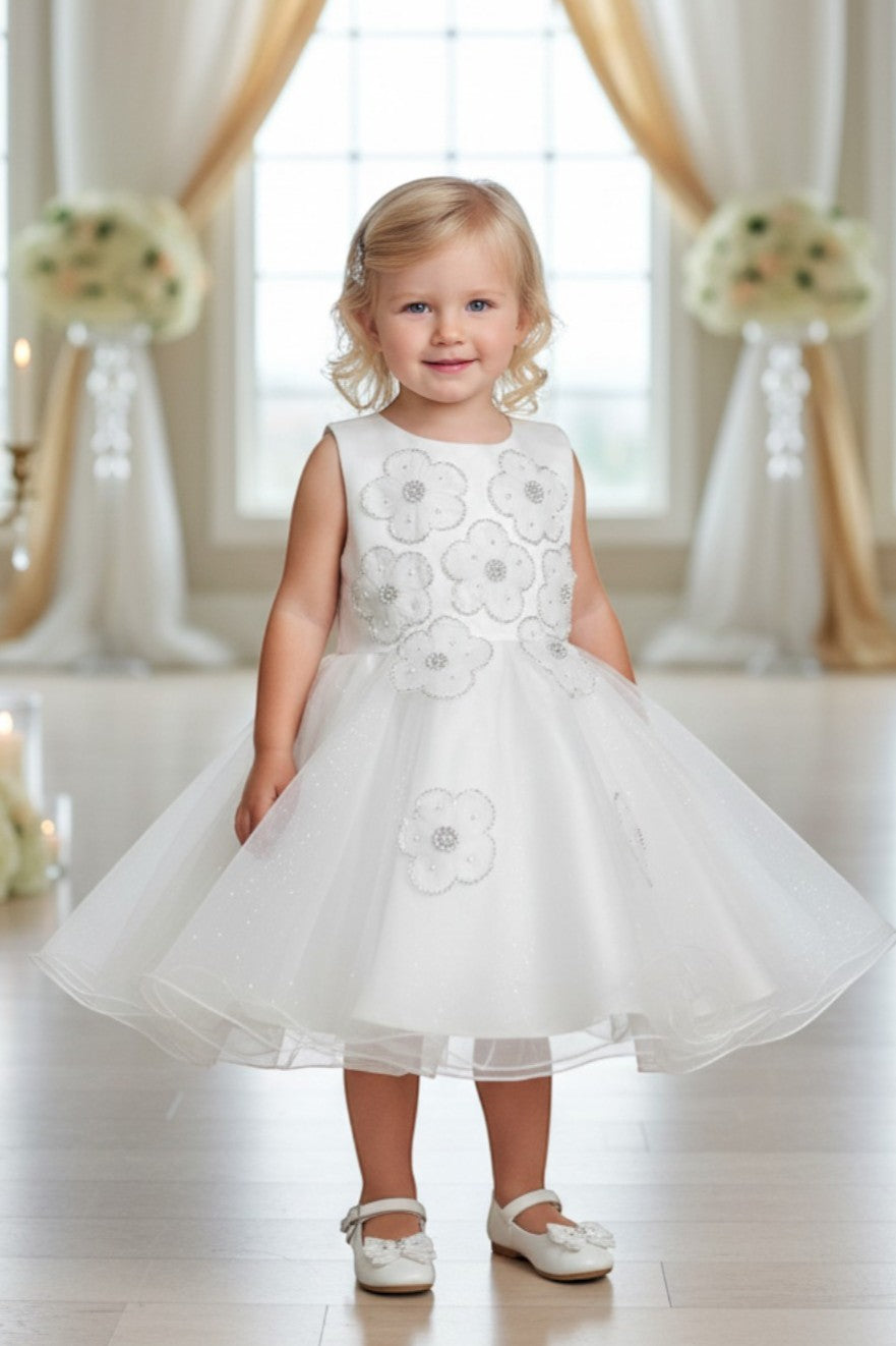 Jewel Tea-Length Tulle Flower Girl Ball Gown Cinderella Couture 9154B