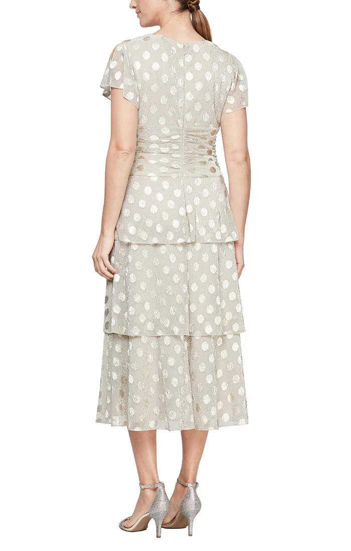 SL Fashions 9155138 Polka Dot Long Formal Dress
