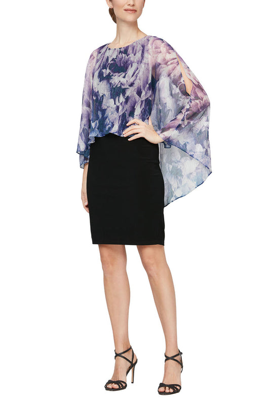 Cocktail Dresses Short Printed Cocktail Dress Purple Multi