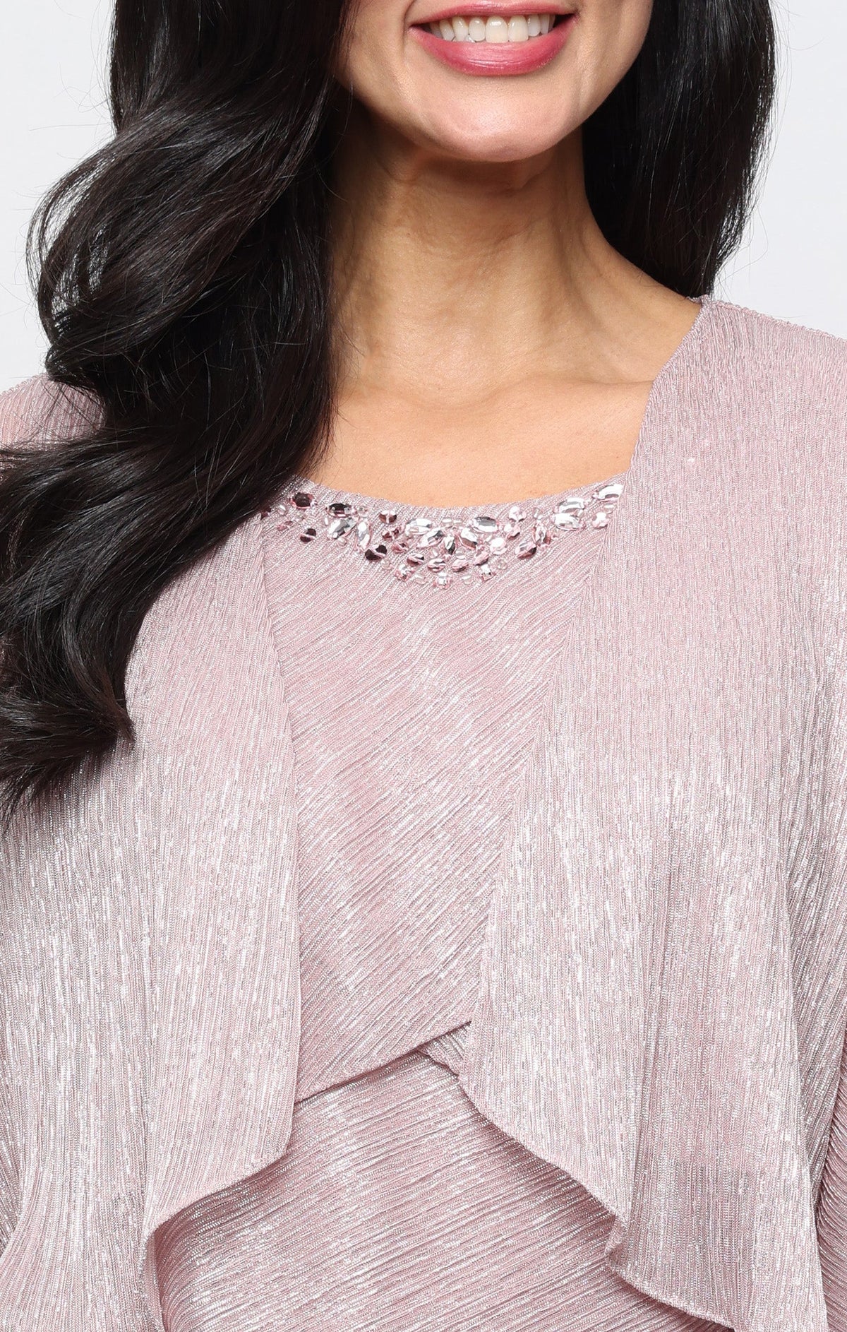 Tiered Beaded Neck Jacket Dress SL Fashions 9155215