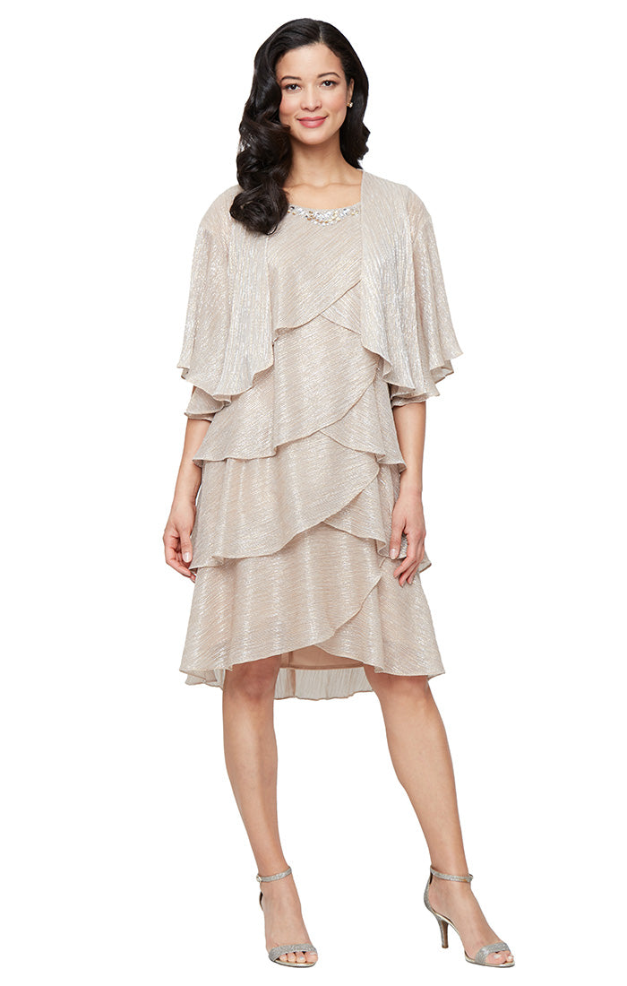 Mother of the Bride Dresses Short Mother of the Bride Two Piece Dress Gold