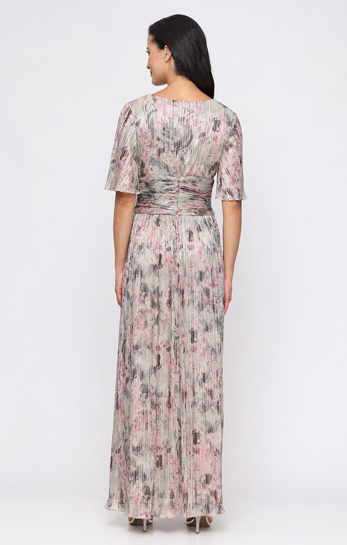 Mother of the Bride Dresses Long A Line Mother of the Bride Dress - Formal Pleated - SL Fashions 9155256 Beige Multi-Bodre-9155256-Pleated