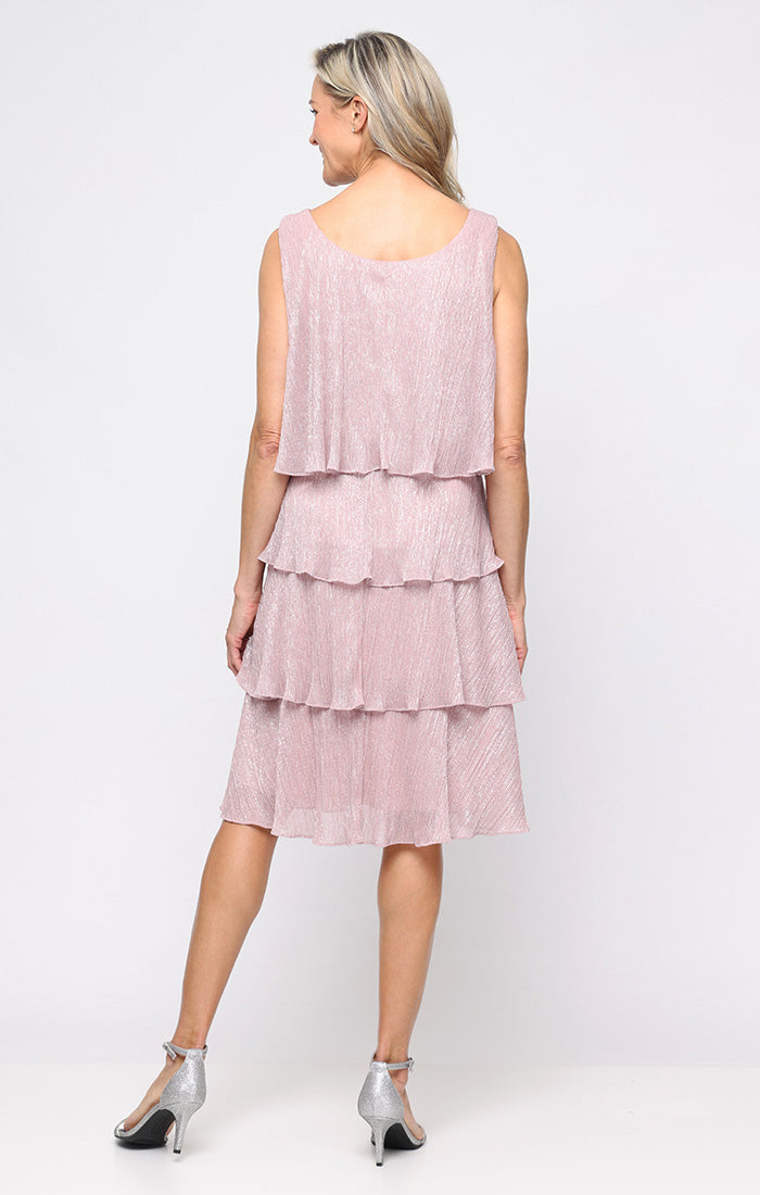 Cocktail Dresses Short Metallic or Ruffle Cocktail Dress SL Fashions 9155270 Faded Rose
