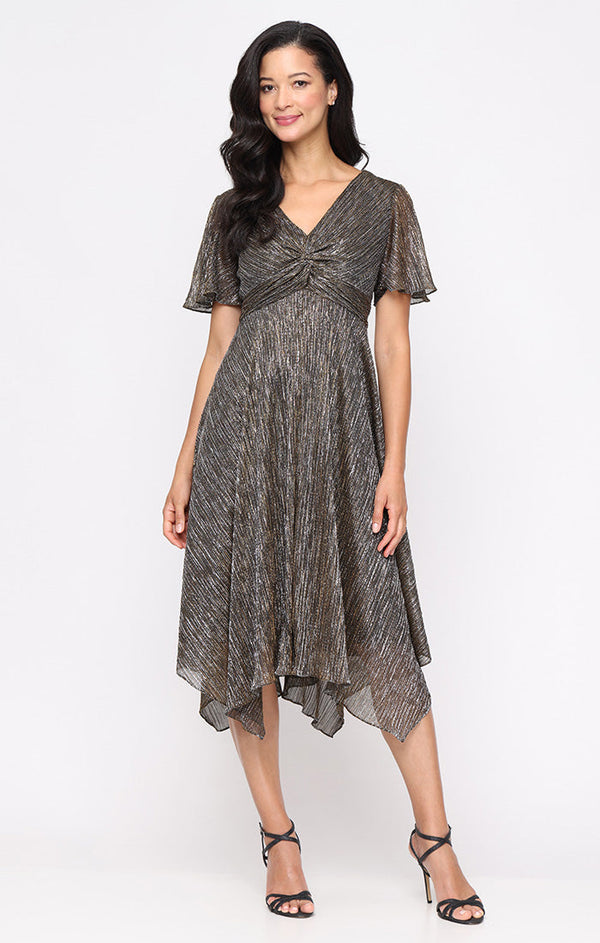 SL Fashions 9155271 Short Metallic Mother of the Bride A Line Cocktail Dress