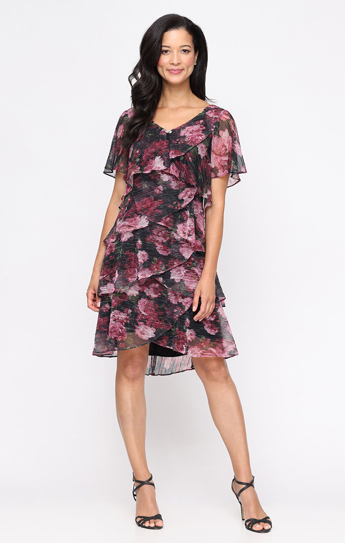 Cocktail Dresses Short Print Cocktail Dress Black Multi