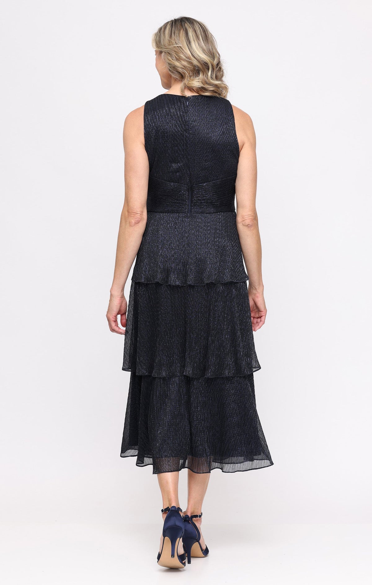 Crew/High-Neck Midi Chiffon Formal A-Line SL Fashions 9255309