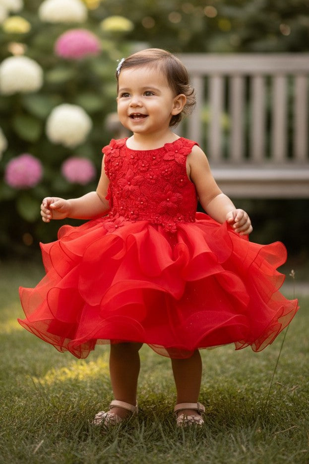 Jewel Knee-Length Organza Lace Flower Girl Ball Gown Cinderella Couture 9155B