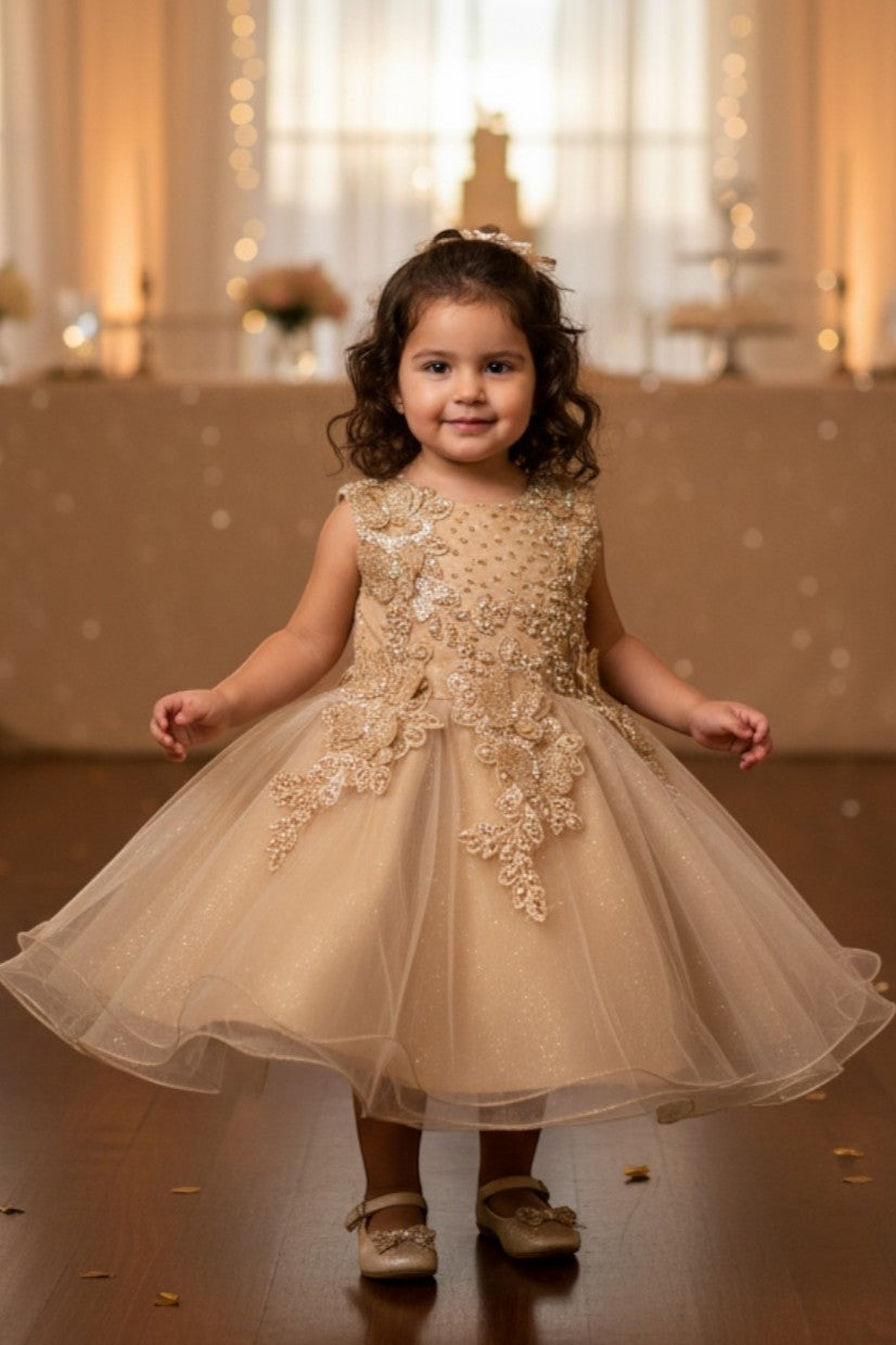 Jewel Knee-Length Tulle Flower Girl Ball Gown Cinderella Couture 9156B