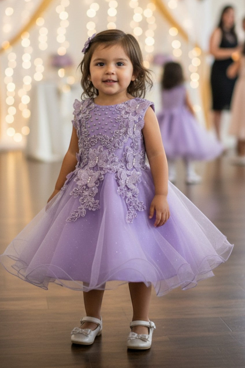 Jewel Knee-Length Tulle Flower Girl Ball Gown Cinderella Couture 9156B