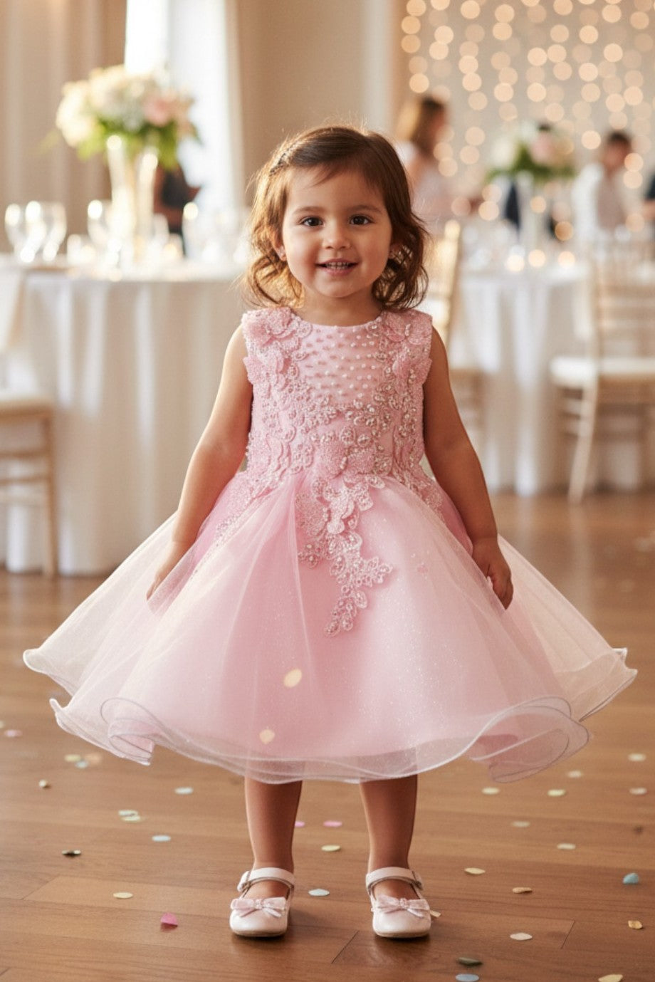 Jewel Knee-Length Tulle Flower Girl Ball Gown Cinderella Couture 9156B