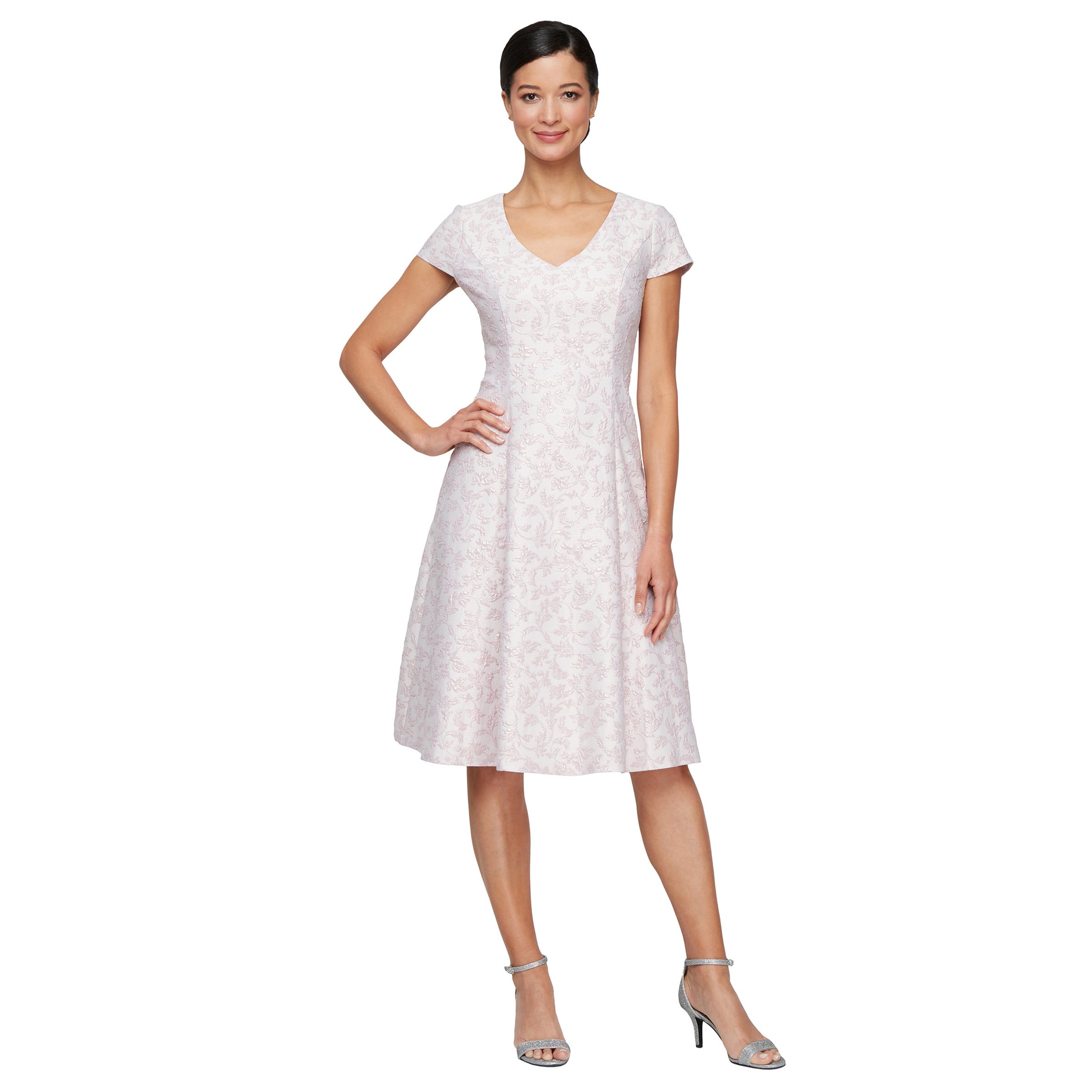 SL Fashions 9157101 A Line Metallic Short Mini Cocktail Dress