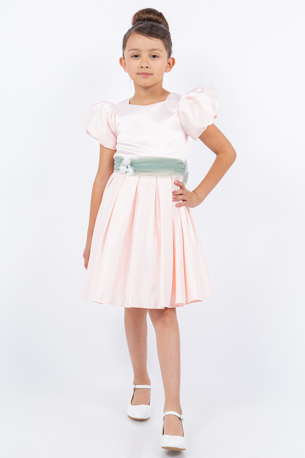Flower Girl Dresses Short A Line Puff Sleeve Flower Girl Dress Blush