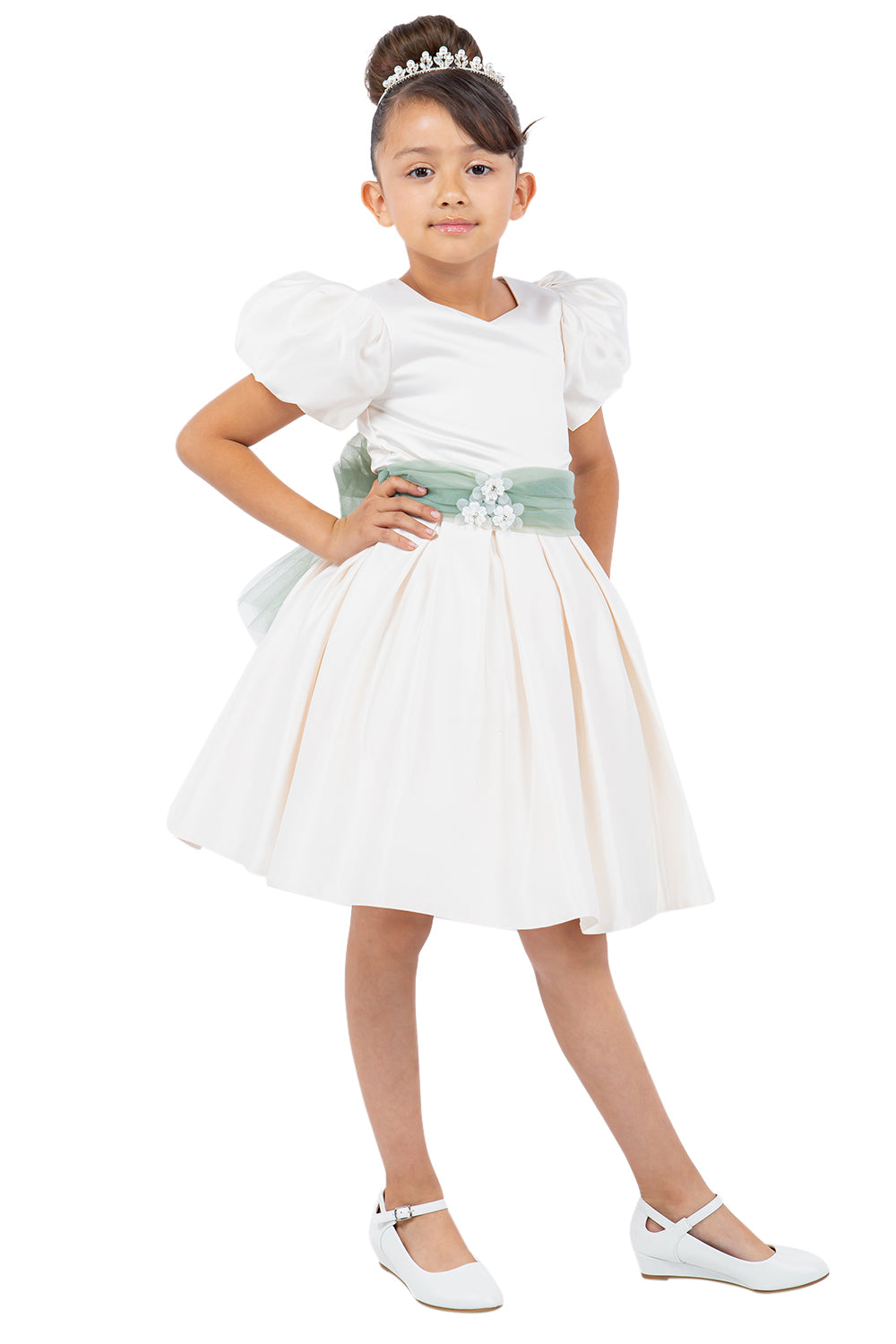 Cinderella Couture 9159 Short A Line Puff Sleeve Flower Girl Dress