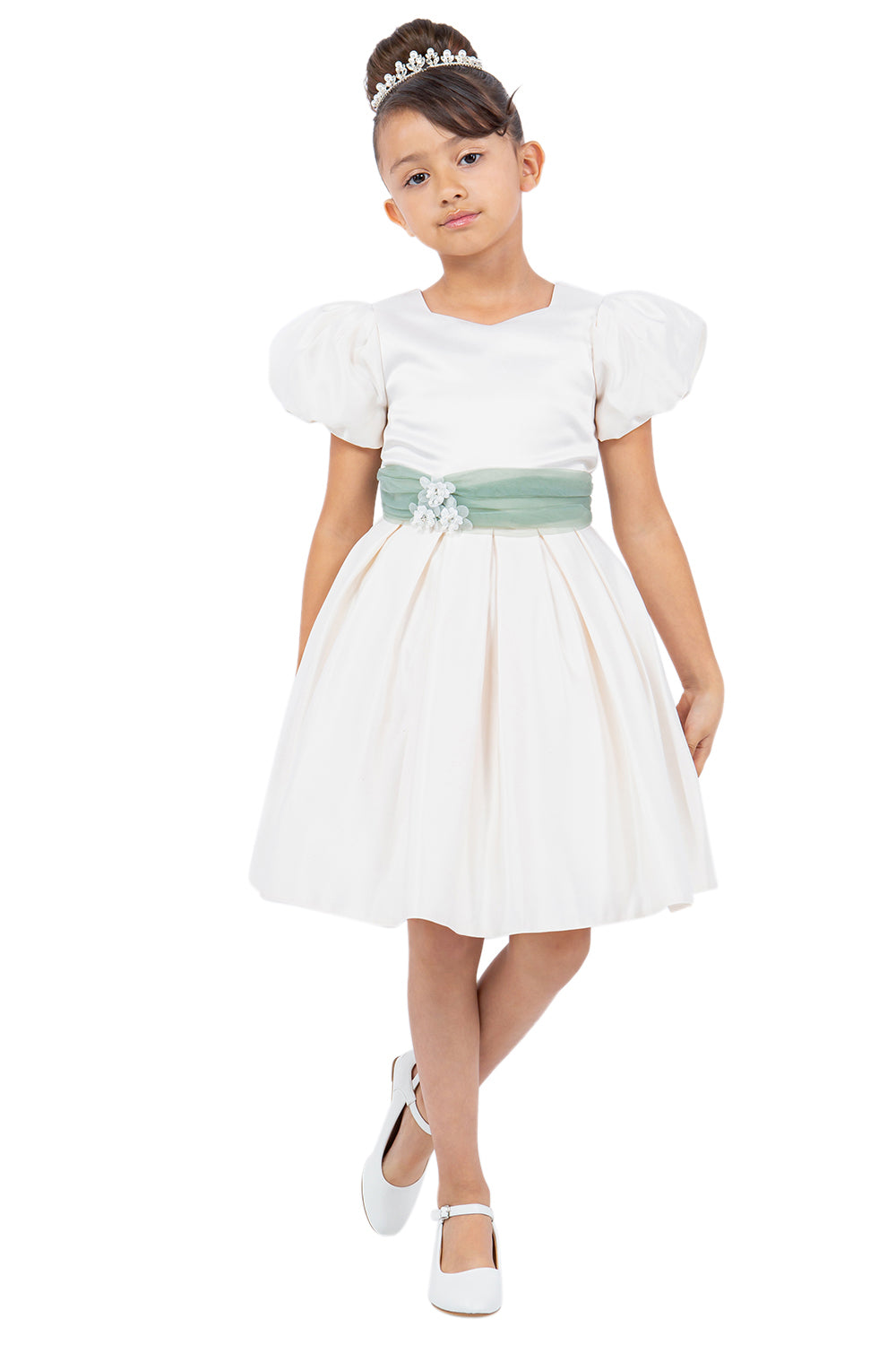 Cinderella Couture 9159 Short A Line Puff Sleeve Flower Girl Dress