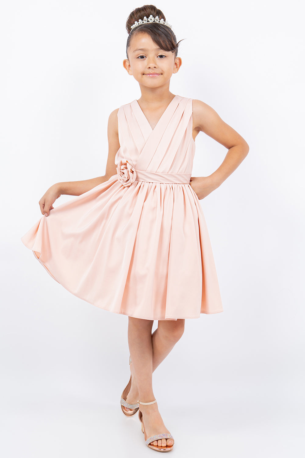 Cinderella Couture 9160 Short Pleated A Line Flower Girl Dress