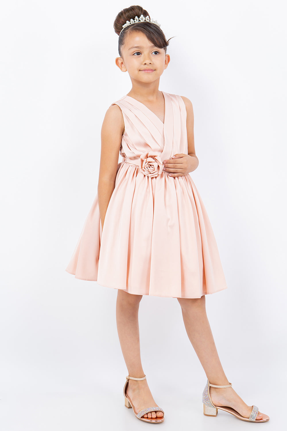 Cinderella Couture 9160 Short Pleated A Line Flower Girl Dress