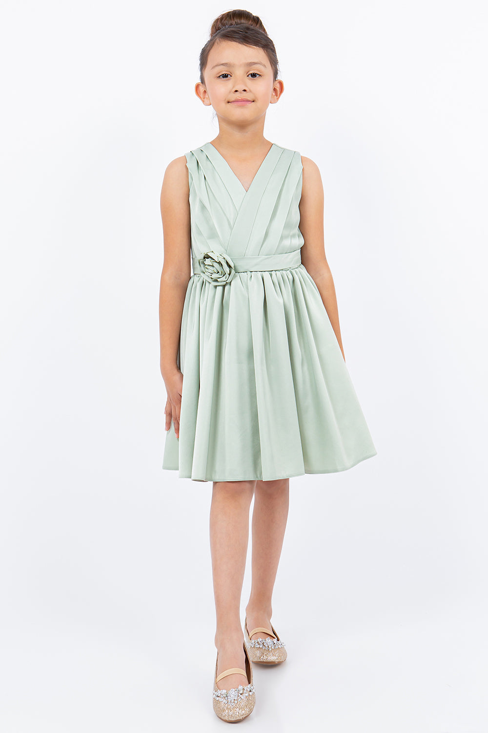 Cinderella Couture 9160 Short Pleated A Line Flower Girl Dress