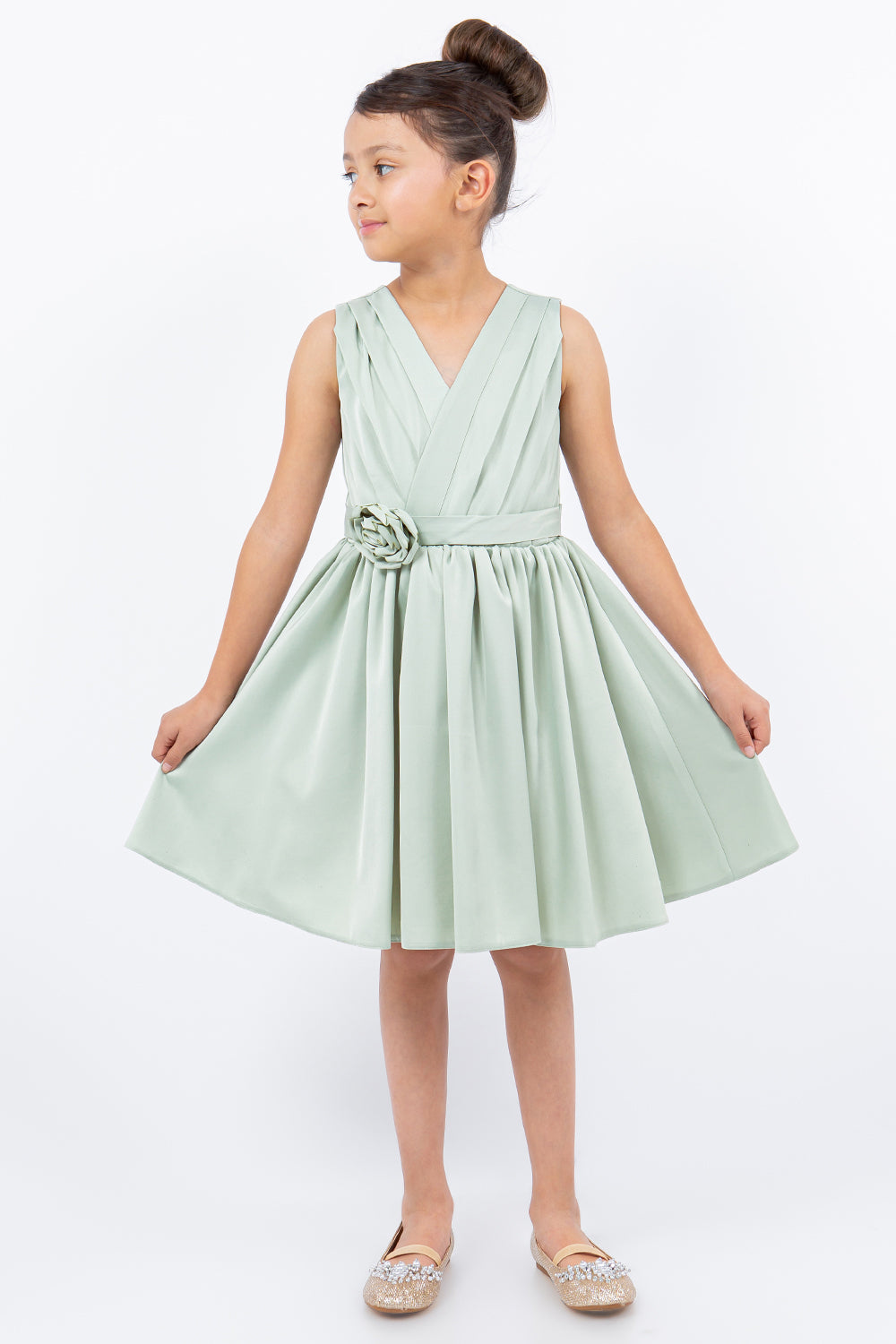 Cinderella Couture 9160 Short Pleated A Line Flower Girl Dress