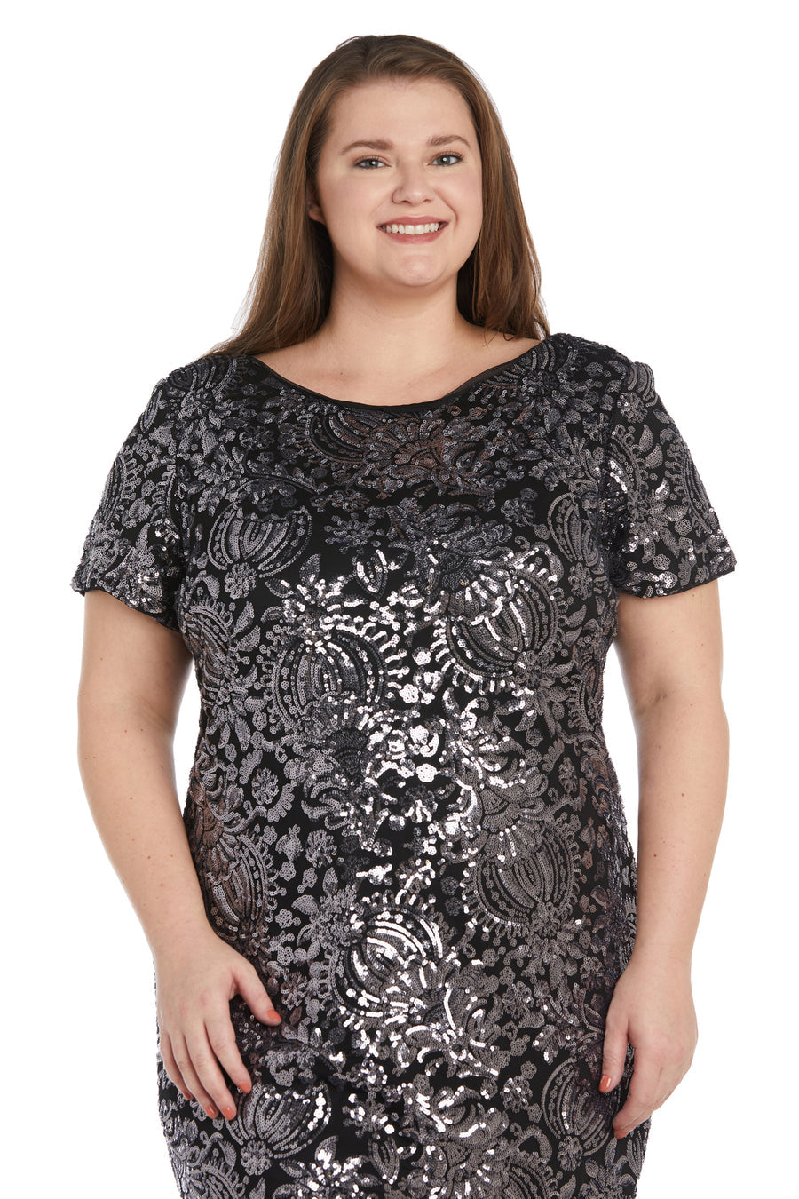 R&M Richards 9161W Plus Size Sequin Cocktail Dress