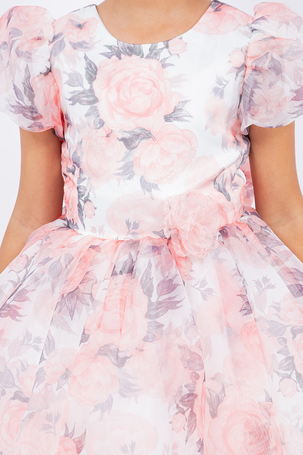 Flower Girl Dresses Short Floral Print Flower Girl Dress Peach