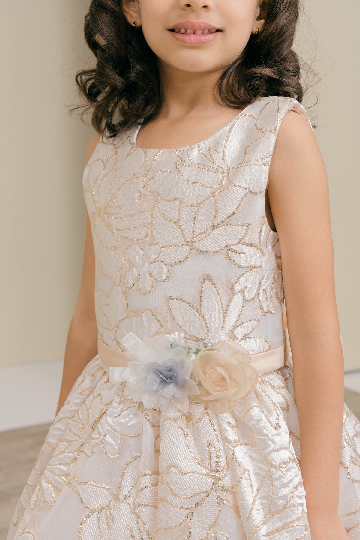 Flower Girl Dresses 3D Floral A Line Print Short Flower Girl Dress Champagne