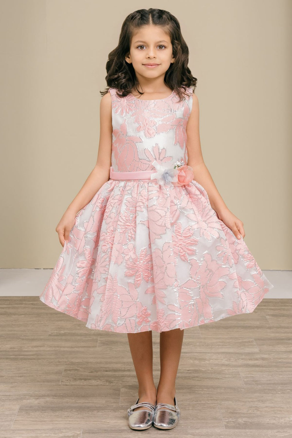 Flower Girl Dresses 3D Floral A Line Print Short Flower Girl Dress Pink