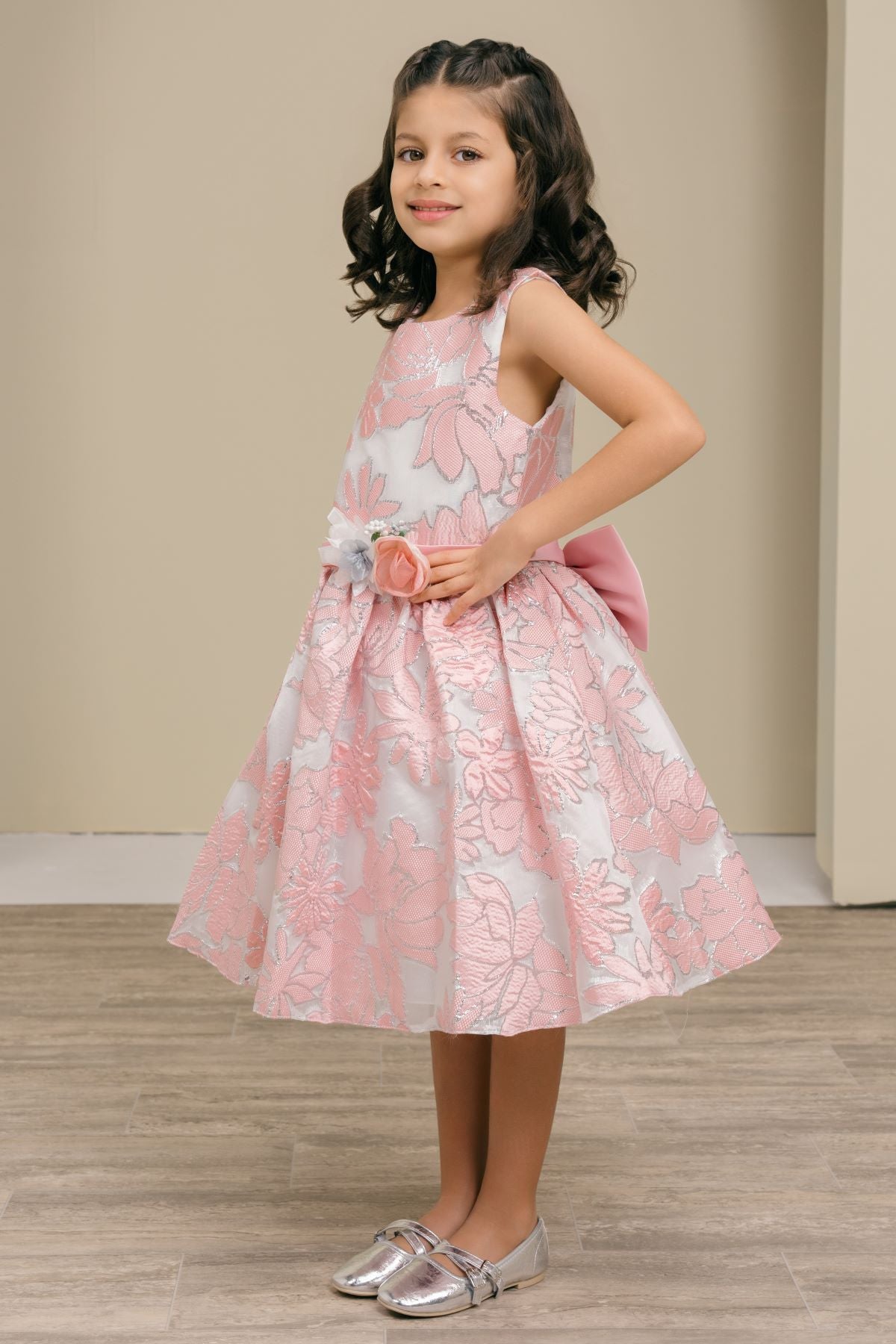 Flower Girl Dresses 3D Floral A Line Print Short Flower Girl Dress Pink