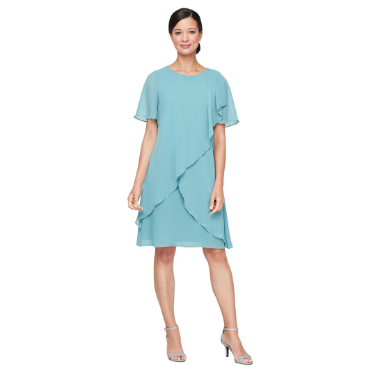 Mother of the Bride Dresses Short Cocktail Beaded Overlay Mother of the Bride Dress Sea