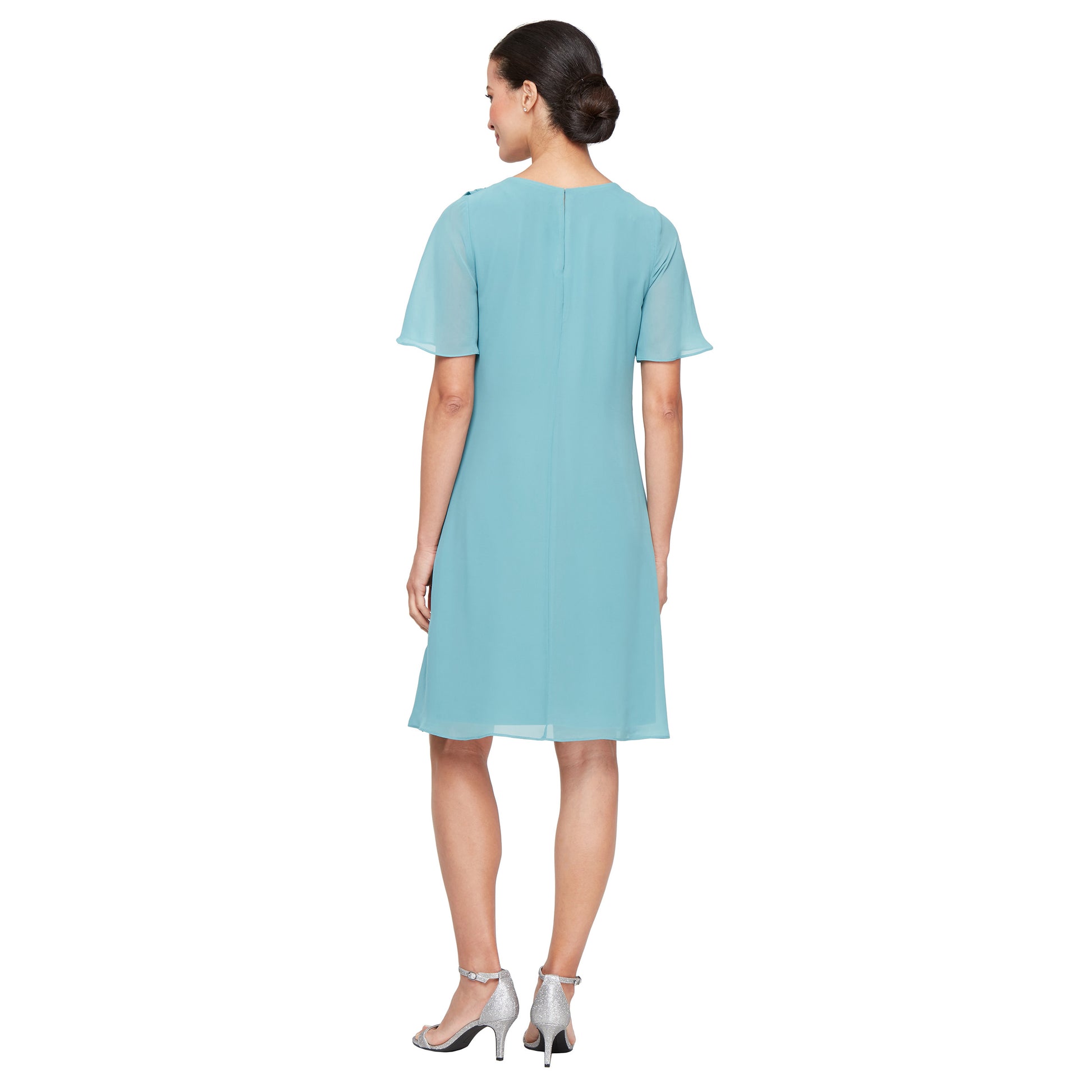 SL Fashions 9170737 Short Beaded Overlay Mother of the Bride Dress