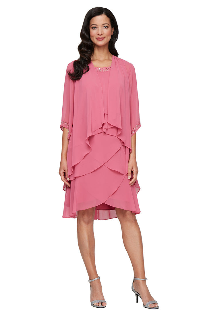 SL Fashions 917074 Ruffle Short Cocktail Jacket Dress