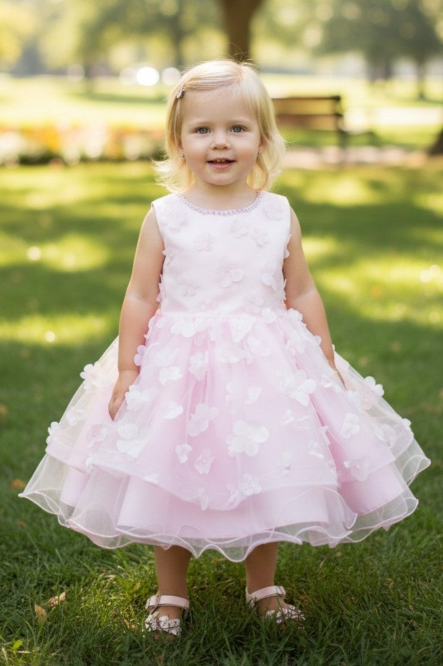 Jewel Knee-Length Tulle Flower Girl Ball Gown by Cinderella Couture 9170B