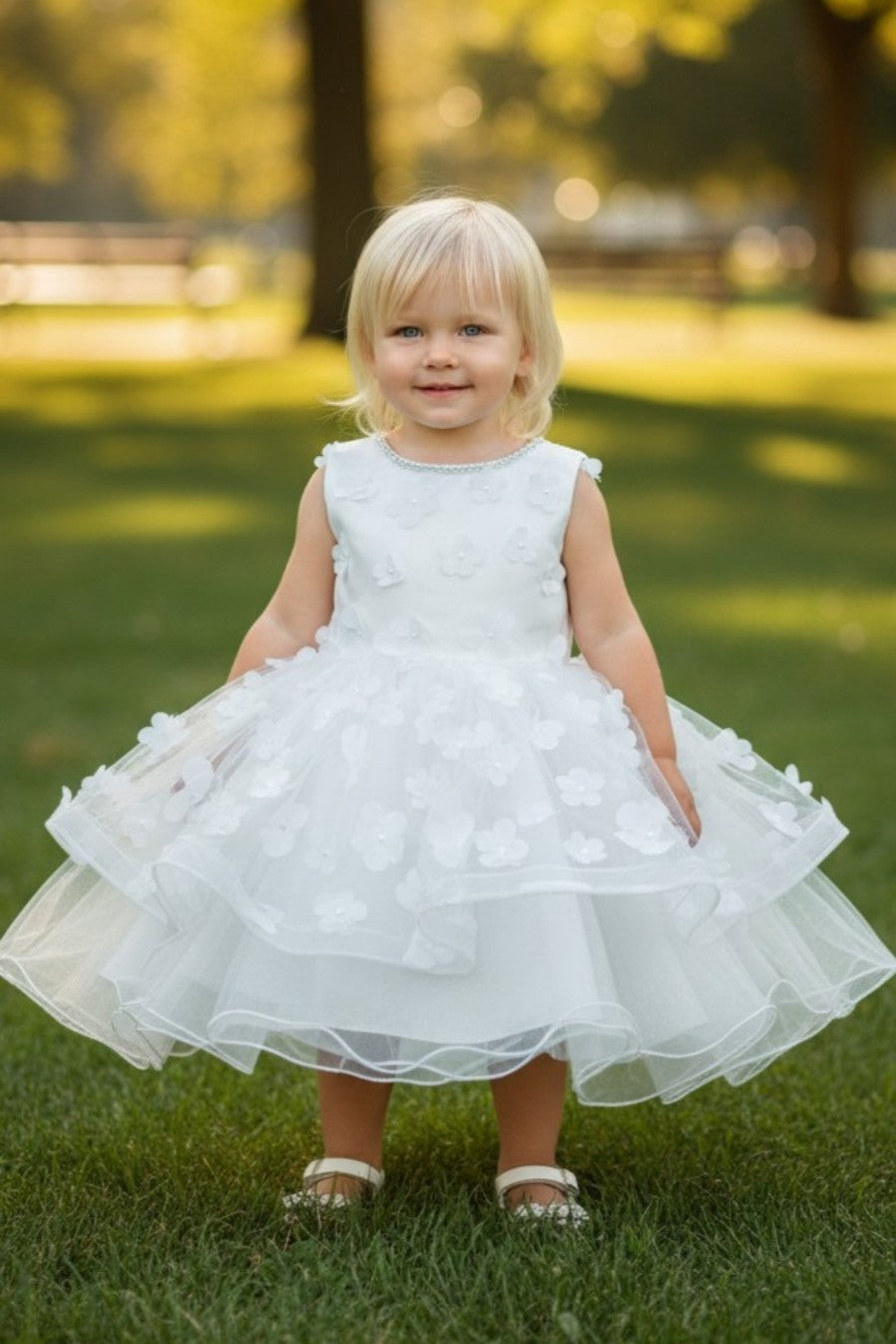 Jewel Knee-Length Tulle Flower Girl Ball Gown by Cinderella Couture 9170B