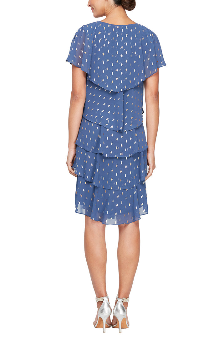 Cocktail Dresses Short Petite Mother of the Bride Metallic Dress Wedgewood