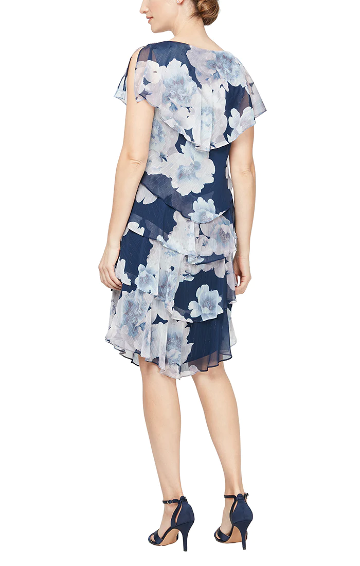 SL Fashions 9171869 Floral Short Cocktail Dress