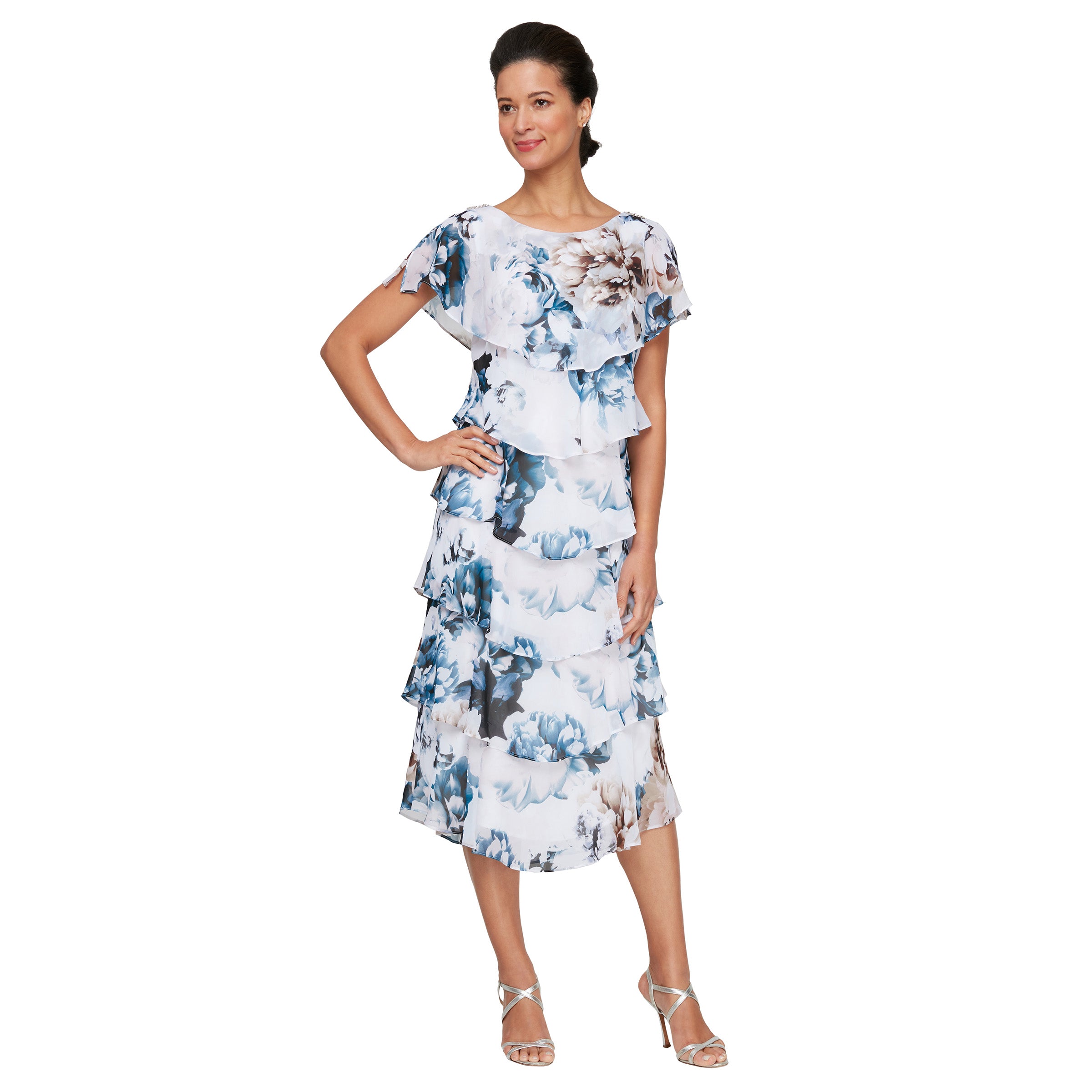 SL Fashions 9171936 Short Printed Floral Mother the Bride Capelet Dress The Dress Outlet SL Fashions 9171936 Short Printed Floral Mother the Bride Capelet Dress The Dress Outlet