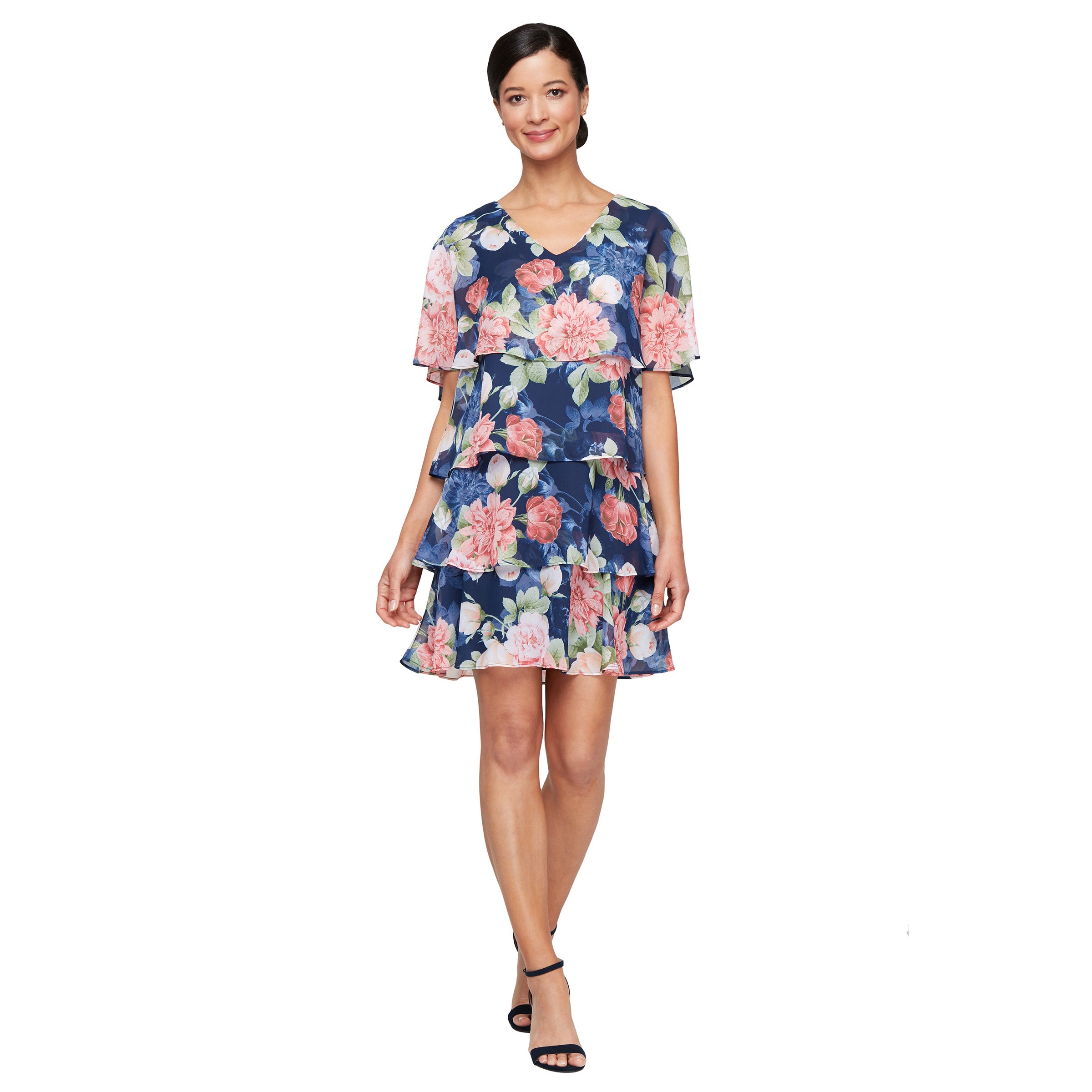 SL Fashions 9172105 Short Tiered Floral Cocktail Mother of the Bride D The Dress Outlet SL Fashions 9172105 Short Tiered Floral Cocktail Mother of the Bride D The Dress Outlet