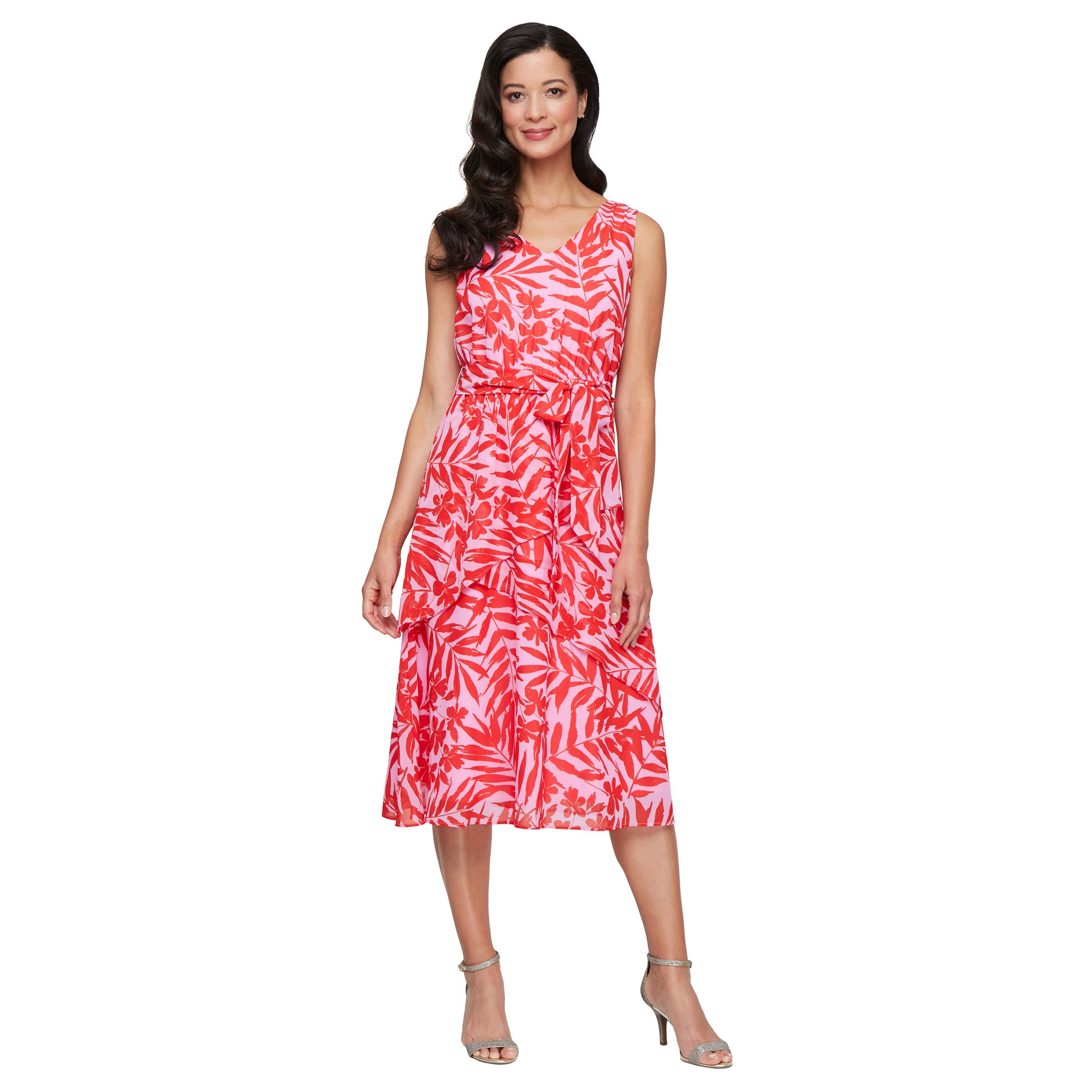 SL Fashions 9172109 Short Tiered Printed Cocktail Dress