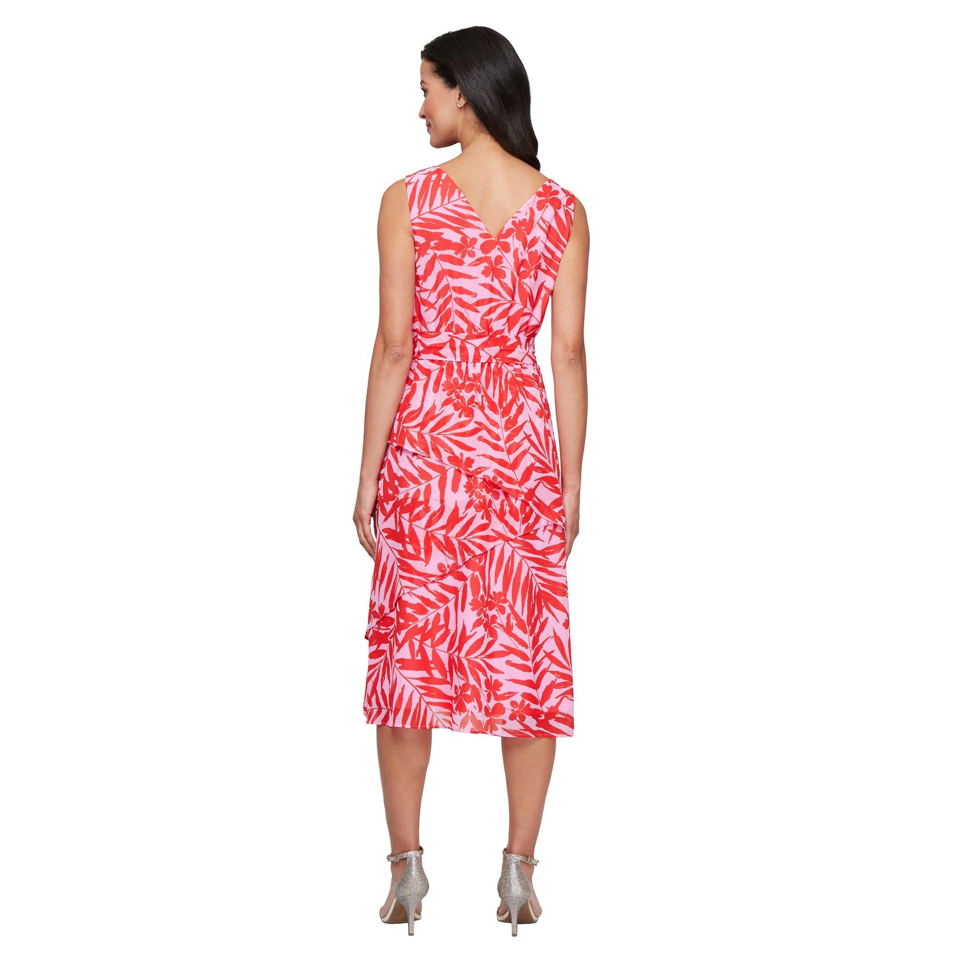 SL Fashions 9172109 Short Tiered Printed Cocktail Dress