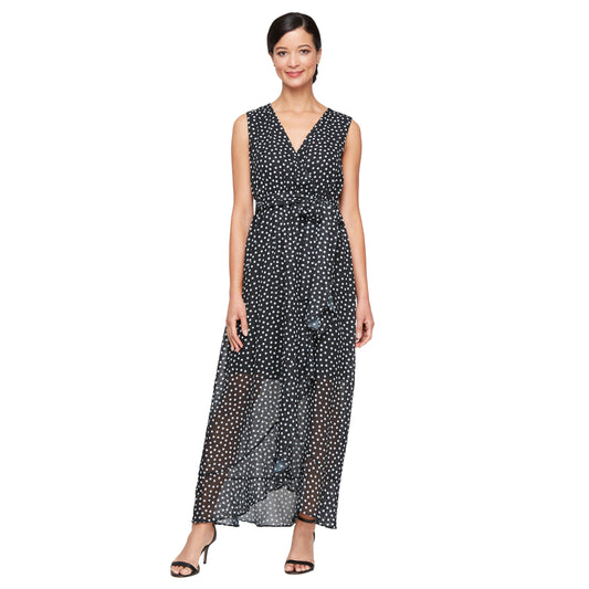 Formal Dresses  Long Formal Polka Dot Evening Dress Black White
