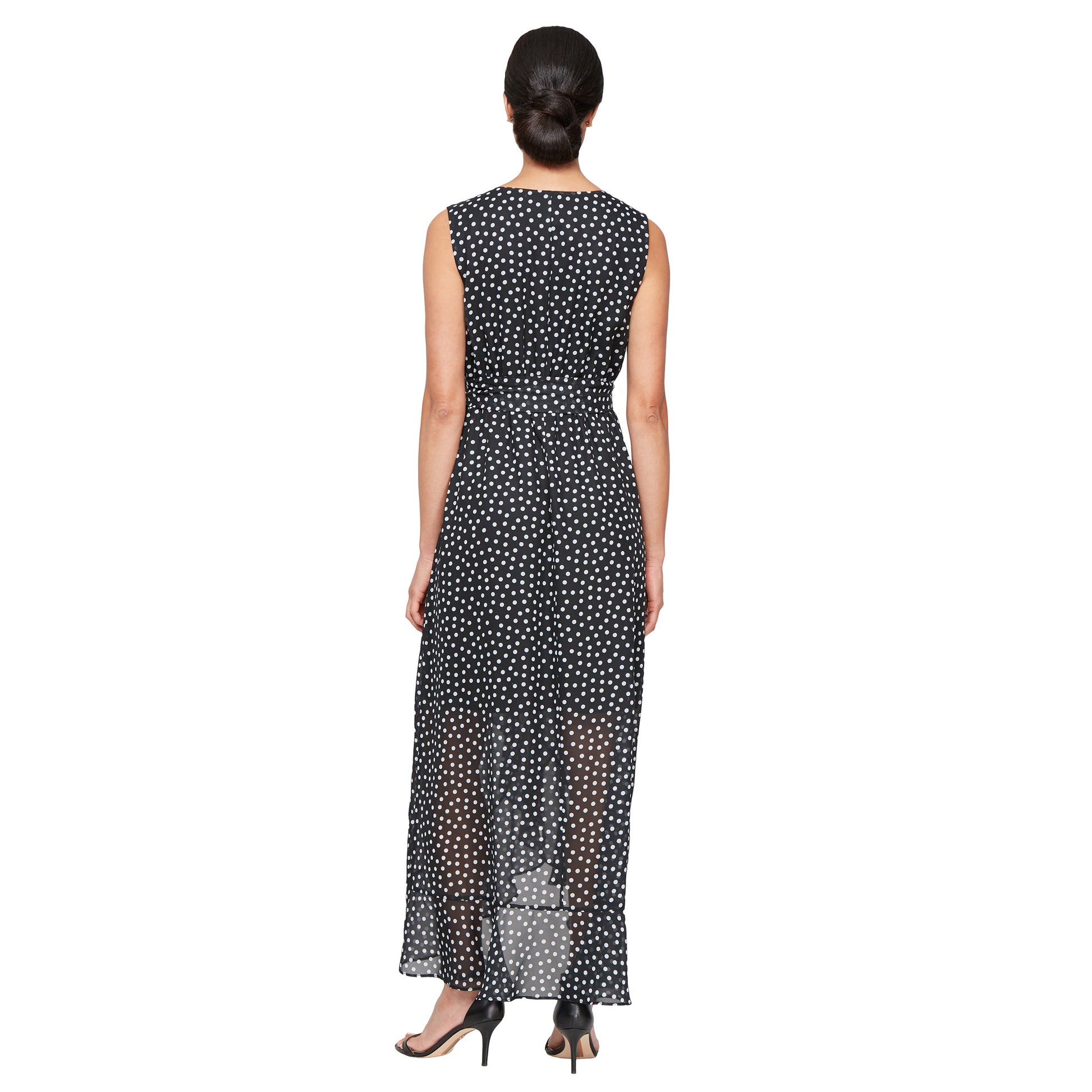 SL Fashions 9172112 Long Formal Polka Dot Evening Dress