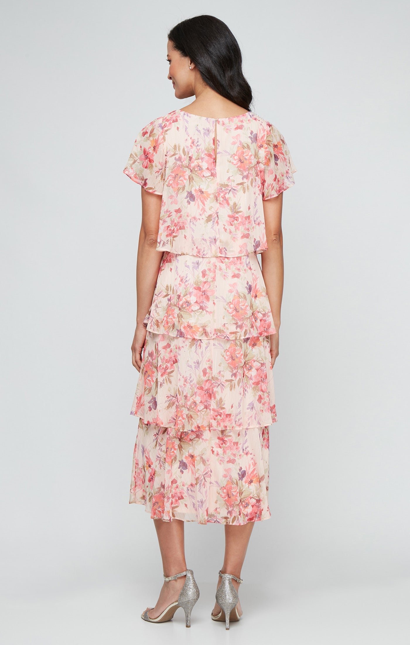 Jewel Midi Chiffon Wedding Guest A-Line Dress by SL Fashions 9272116