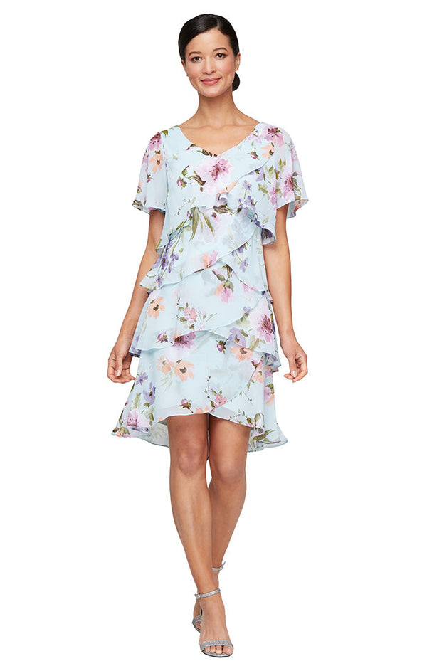 Short Mini Cocktail Dress Floral Print SL Fashions 9172123