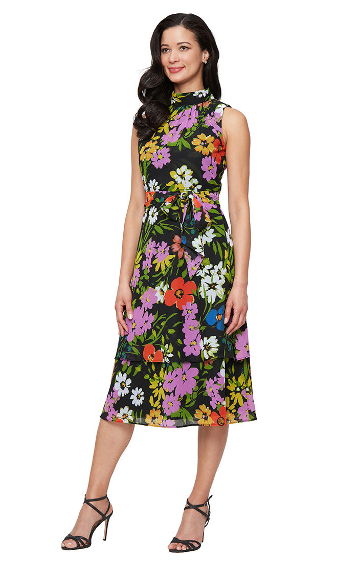 SL Fashions 9172140 Short Print Cocktail Dress