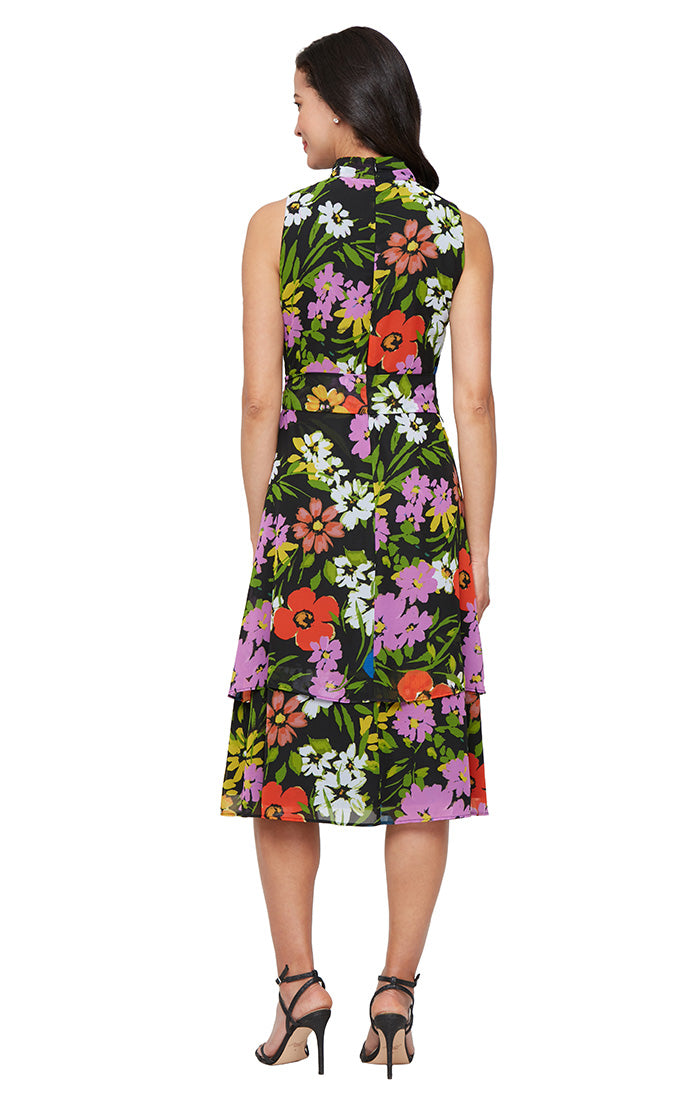 SL Fashions 9172140 Short Print Cocktail Dress