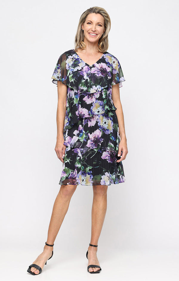 Square Neck Ankle-Length Chiffon Daytime Floral Maxi Dress SL Fashions 9172199