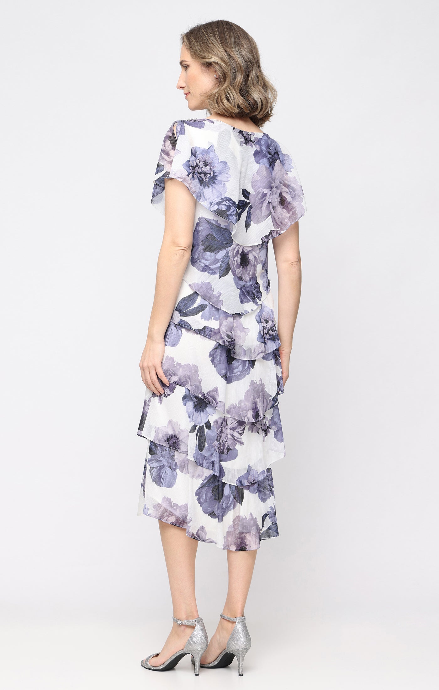 Jewel Tea-Length Chiffon Occasion A-Line Dress SL Fashions 9272203